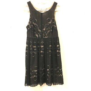 Free People dress women's S black lace brown slip sheer open back romantic event